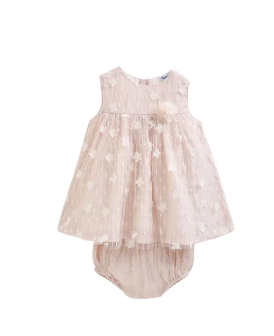 Pink floral dress with matching diaper cover for baby