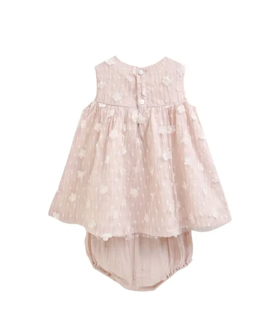 Pink floral dress with matching diaper cover for baby
