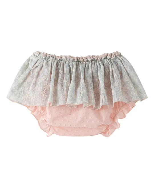 Pink and gray ombre tulle diaper cover with ruffled trim