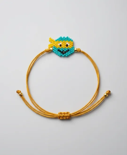 Yellow embroidery hoop with teal flower appliqué at top