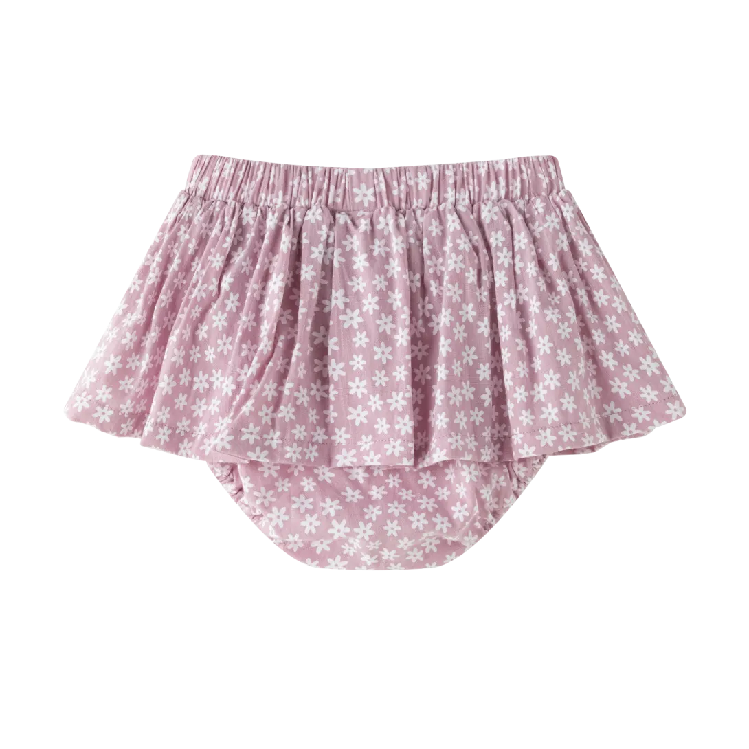 Pink polka dot skirted diaper cover for babies