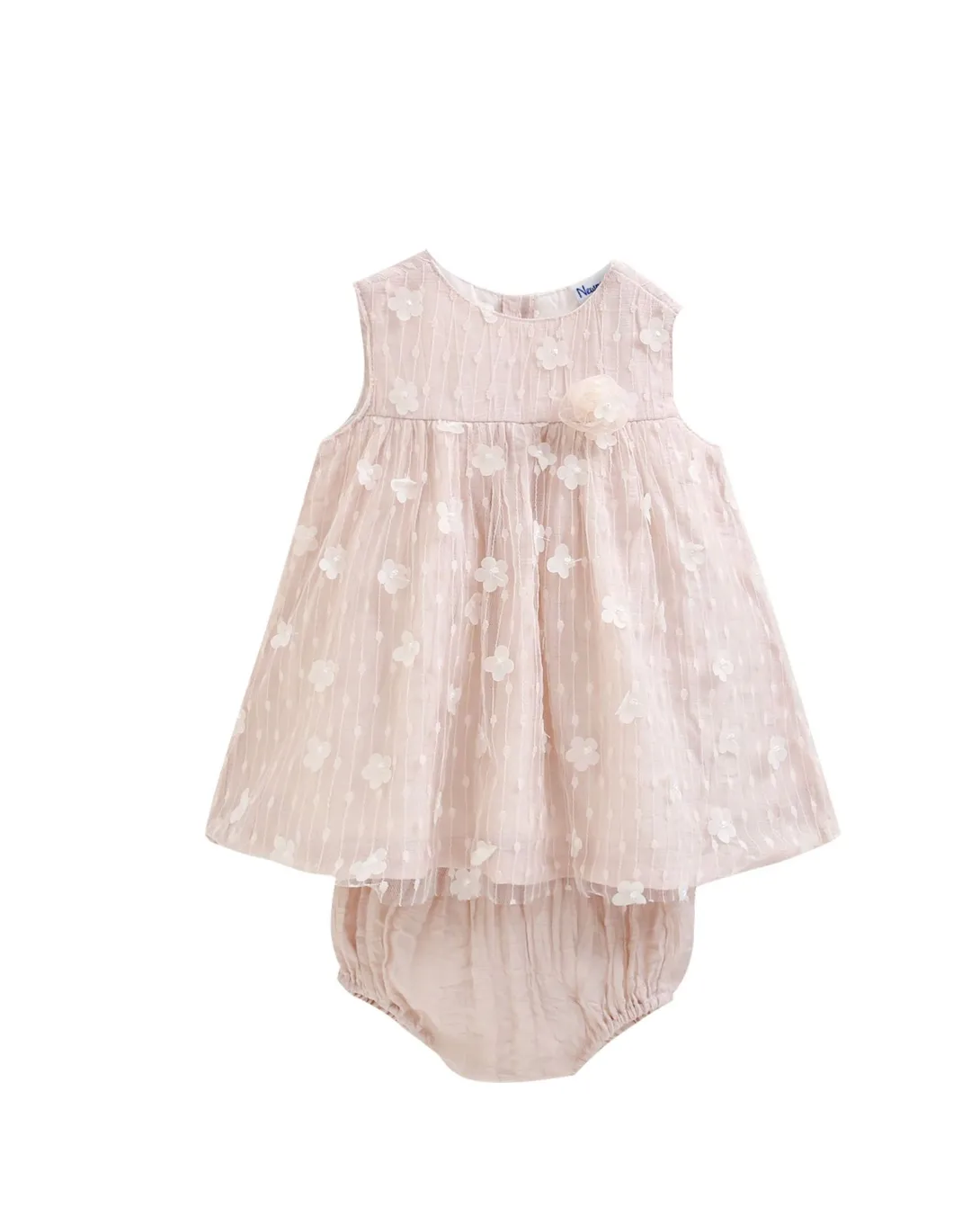 Pink floral dress with matching diaper cover for baby