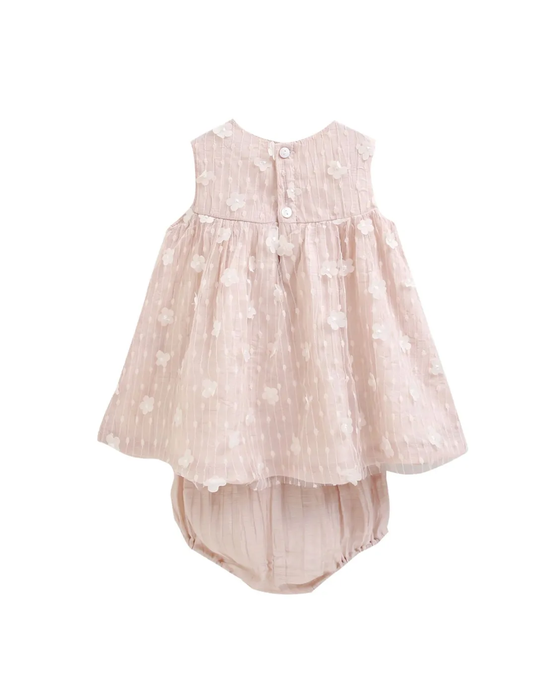 Pink floral dress with matching diaper cover for baby