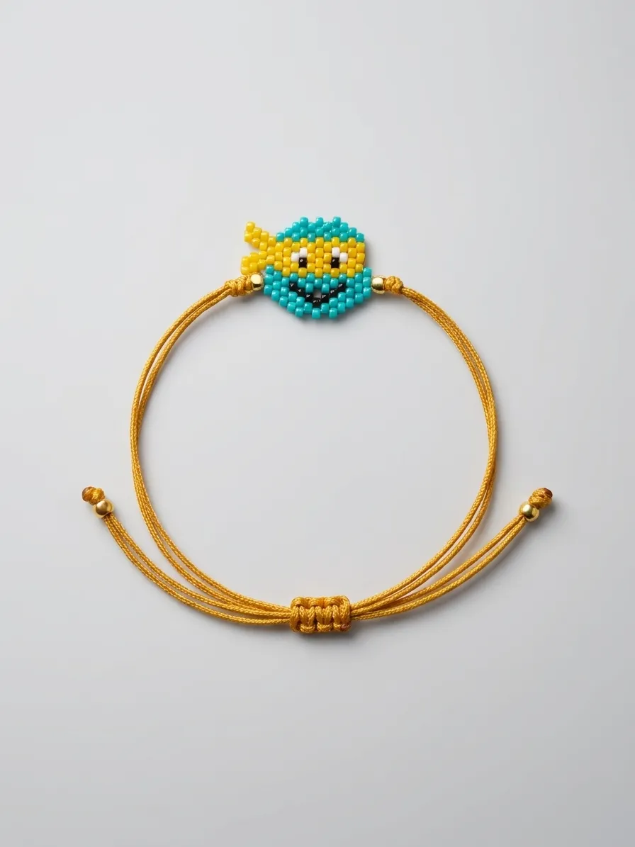 Yellow embroidery hoop with teal flower appliqué at top